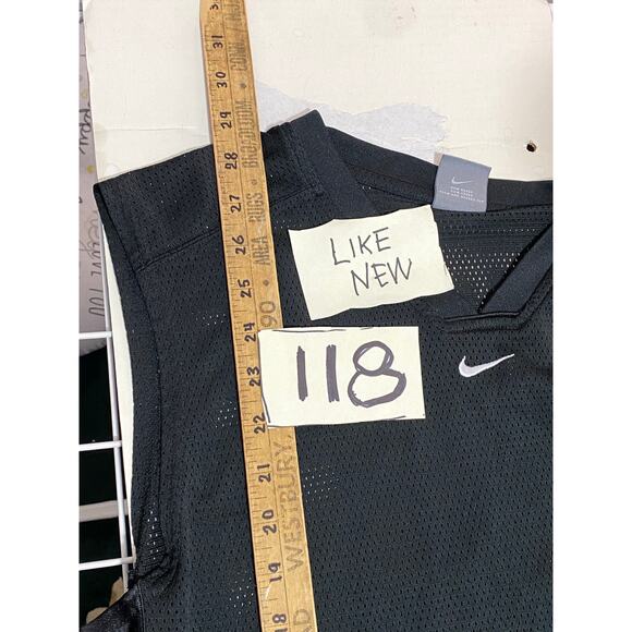 Nike Vintage Mesh Sleeveless Shirt Mens L Basketball Black Center Swoosh Y2K - Picture 5 of 9